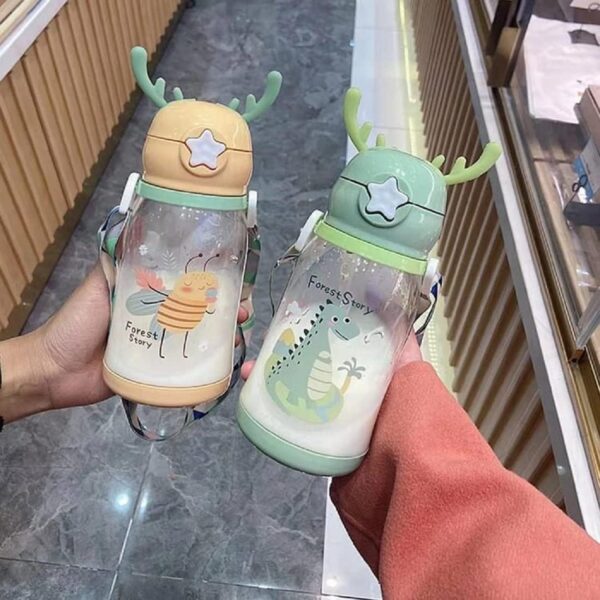 Evvorio BPA Free Cartoon Designed Plastic Sipper Water Bottle for Kids - Image 2
