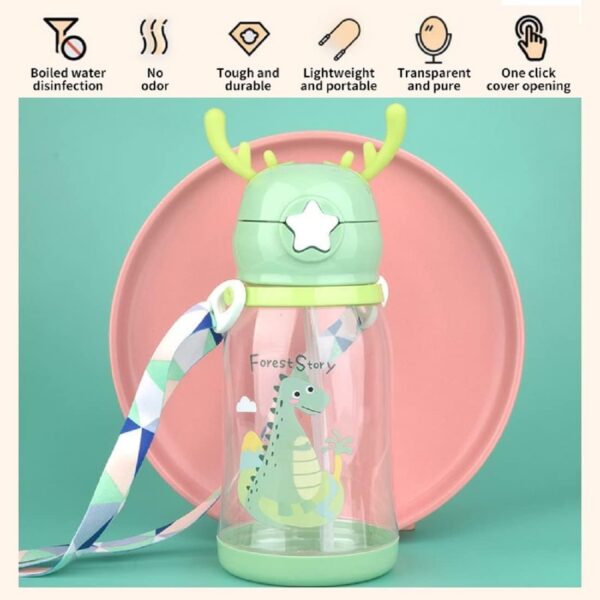 Evvorio BPA Free Cartoon Designed Plastic Sipper Water Bottle for Kids - Image 3