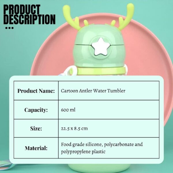 Evvorio BPA Free Cartoon Designed Plastic Sipper Water Bottle for Kids - Image 5