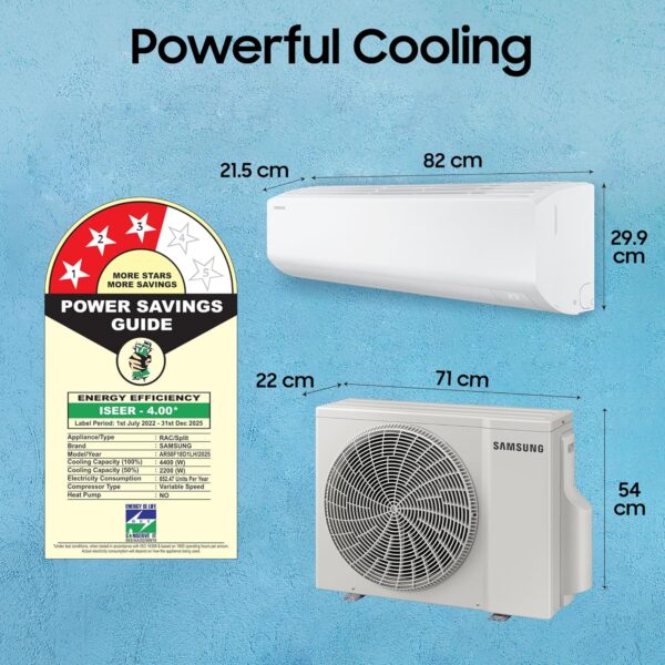 Samsung 1.5 Ton 3 Star AI Inverter Smart Split AC - WiFi, Energy Saving, Voice Control - Image 2